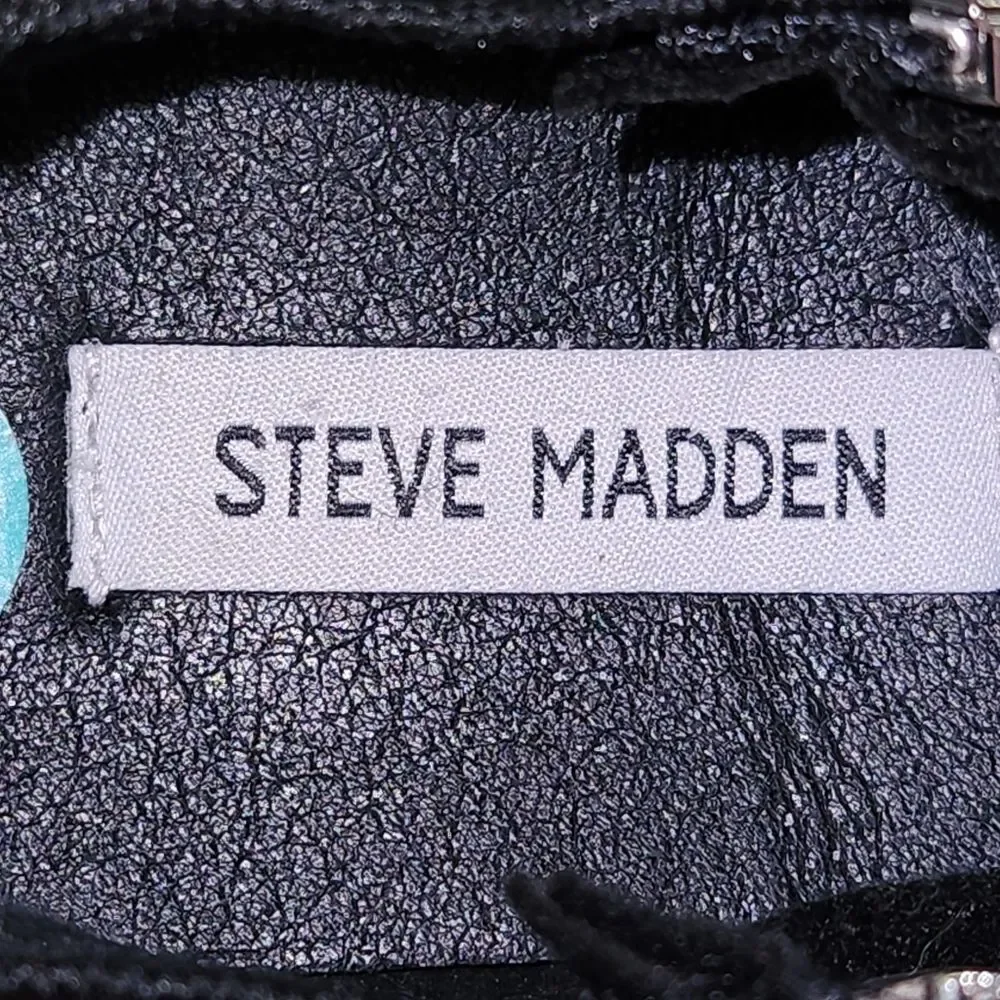 Steve Madden Black & White With Silver Accent Fly Knit Zip Platform Sneakers 8